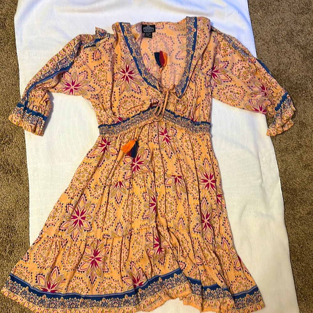 Angie Women’s long sleeve Bohemian style dress. Super flowy and comfortable.